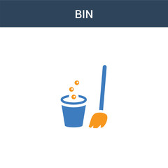 two colored Bin concept vector icon. 2 color Bin vector illustration. isolated blue and orange eps icon on white background.