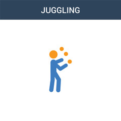 Obraz premium two colored Juggling concept vector icon. 2 color Juggling vector illustration. isolated blue and orange eps icon on white background.