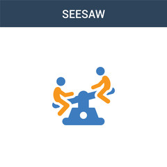 two colored Seesaw concept vector icon. 2 color Seesaw vector illustration. isolated blue and orange eps icon on white background.