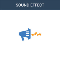 two colored sound effect concept vector icon. 2 color sound effect vector illustration. isolated blue and orange eps icon on white background.