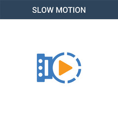 two colored slow motion concept vector icon. 2 color slow motion vector illustration. isolated blue and orange eps icon on white background.