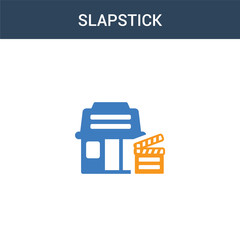 two colored slapstick concept vector icon. 2 color slapstick vector illustration. isolated blue and orange eps icon on white background.