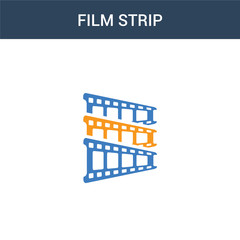 two colored Film strip concept vector icon. 2 color Film strip vector illustration. isolated blue and orange eps icon on white background.