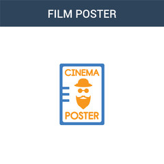 two colored Film Poster concept vector icon. 2 color Film Poster vector illustration. isolated blue and orange eps icon on white background.