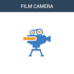 two colored film camera concept vector icon. 2 color film camera vector illustration. isolated blue and orange eps icon on white background.