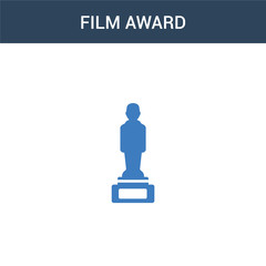 two colored film award concept vector icon. 2 color film award vector illustration. isolated blue and orange eps icon on white background.