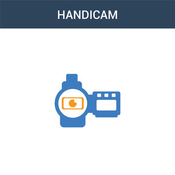two colored Handicam concept vector icon. 2 color Handicam vector illustration. isolated blue and orange eps icon on white background.