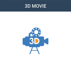 two colored 3D Movie concept vector icon. 2 color 3D Movie vector illustration. isolated blue and orange eps icon on white background.