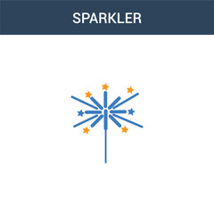 two colored Sparkler concept vector icon. 2 color Sparkler vector illustration. isolated blue and orange eps icon on white background.