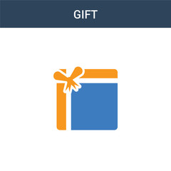 two colored Gift concept vector icon. 2 color Gift vector illustration. isolated blue and orange eps icon on white background.