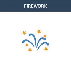 Fototapeta na wymiar two colored Firework concept vector icon. 2 color Firework vector illustration. isolated blue and orange eps icon on white background.