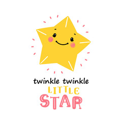 T-shirt Print Design for Kids with Cute Stars and 