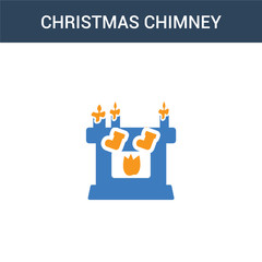 two colored Christmas Chimney concept vector icon. 2 color Christmas Chimney vector illustration. isolated blue and orange eps icon on white background.