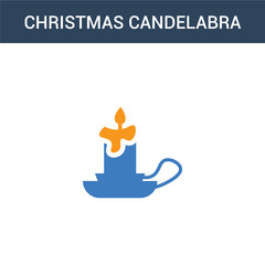 Obraz premium two colored christmas candelabra concept vector icon. 2 color christmas candelabra vector illustration. isolated blue and orange eps icon on white background.