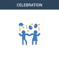 two colored Celebration concept vector icon. 2 color Celebration vector illustration. isolated blue and orange eps icon on white background.