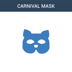 two colored Carnival Mask concept vector icon. 2 color Carnival Mask vector illustration. isolated blue and orange eps icon on white background.