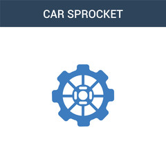 two colored car sprocket concept vector icon. 2 color car sprocket vector illustration. isolated blue and orange eps icon on white background.