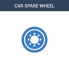 two colored car spare wheel concept vector icon. 2 color car spare wheel vector illustration. isolated blue and orange eps icon on white background.