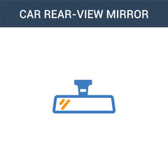 two colored car rear-view mirror concept vector icon. 2 color car rear-view mirror vector illustration. isolated blue and orange eps icon on white background.