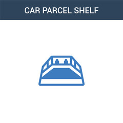 two colored car parcel shelf concept vector icon. 2 color car parcel shelf vector illustration. isolated blue and orange eps icon on white background.