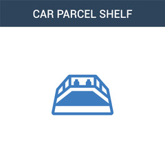 Obraz premium two colored car parcel shelf concept vector icon. 2 color car parcel shelf vector illustration. isolated blue and orange eps icon on white background.