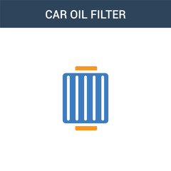 two colored car oil filter concept vector icon. 2 color car oil filter vector illustration. isolated blue and orange eps icon on white background.