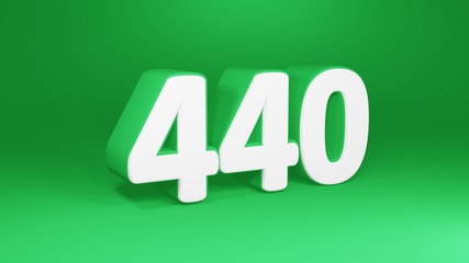 Number 440 in white on green background, isolated number 3d render