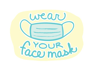 Face mask protection from covid-19 virus illustration