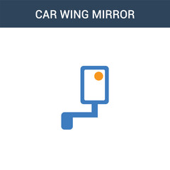 two colored car wing mirror concept vector icon. 2 color car wing mirror vector illustration. isolated blue and orange eps icon on white background.