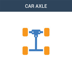 two colored car axle concept vector icon. 2 color car axle vector illustration. isolated blue and orange eps icon on white background.