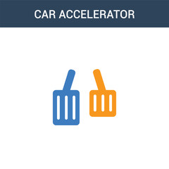 two colored car accelerator concept vector icon. 2 color car accelerator vector illustration. isolated blue and orange eps icon on white background.