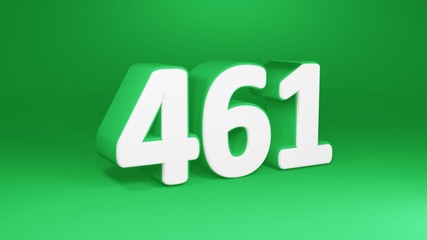 Number 461 in white on green background, isolated number 3d render