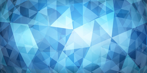 Abstract colorful mosaic background of translucent triangles in light blue colors
