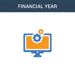 two colored Financial year concept vector icon. 2 color Financial year vector illustration. isolated blue and orange eps icon on white background.