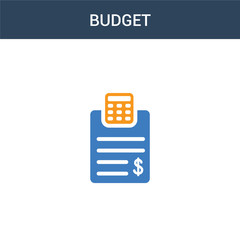 two colored Budget concept vector icon. 2 color Budget vector illustration. isolated blue and orange eps icon on white background.