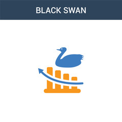 two colored Black swan concept vector icon. 2 color Black swan vector illustration. isolated blue and orange eps icon on white background.