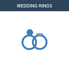 two colored Wedding Rings concept vector icon. 2 color Wedding Rings vector illustration. isolated blue and orange eps icon on white background.