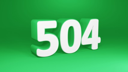Number 504 in white on green background, isolated number 3d render