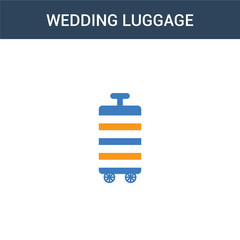 two colored wedding Luggage concept vector icon. 2 color wedding Luggage vector illustration. isolated blue and orange eps icon on white background.