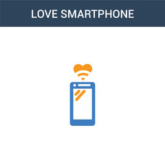 two colored love Smartphone concept vector icon. 2 color love Smartphone vector illustration. isolated blue and orange eps icon on white background.