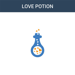 two colored Love Potion concept vector icon. 2 color Love Potion vector illustration. isolated blue and orange eps icon on white background.