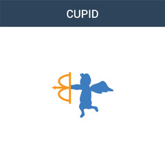 two colored Cupid concept vector icon. 2 color Cupid vector illustration. isolated blue and orange eps icon on white background.
