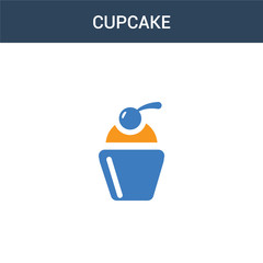 two colored Cupcake concept vector icon. 2 color Cupcake vector illustration. isolated blue and orange eps icon on white background.