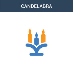 two colored Candelabra concept vector icon. 2 color Candelabra vector illustration. isolated blue and orange eps icon on white background.