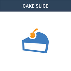 two colored Cake slice concept vector icon. 2 color Cake slice vector illustration. isolated blue and orange eps icon on white background.