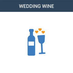two colored wedding Wine concept vector icon. 2 color wedding Wine vector illustration. isolated blue and orange eps icon on white background.
