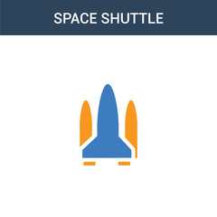 two colored Space shuttle concept vector icon. 2 color Space shuttle vector illustration. isolated blue and orange eps icon on white background.