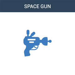 two colored Space gun concept vector icon. 2 color Space gun vector illustration. isolated blue and orange eps icon on white background.