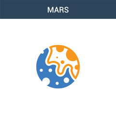 two colored Mars concept vector icon. 2 color Mars vector illustration. isolated blue and orange eps icon on white background.