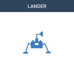 two colored Lander concept vector icon. 2 color Lander vector illustration. isolated blue and orange eps icon on white background.